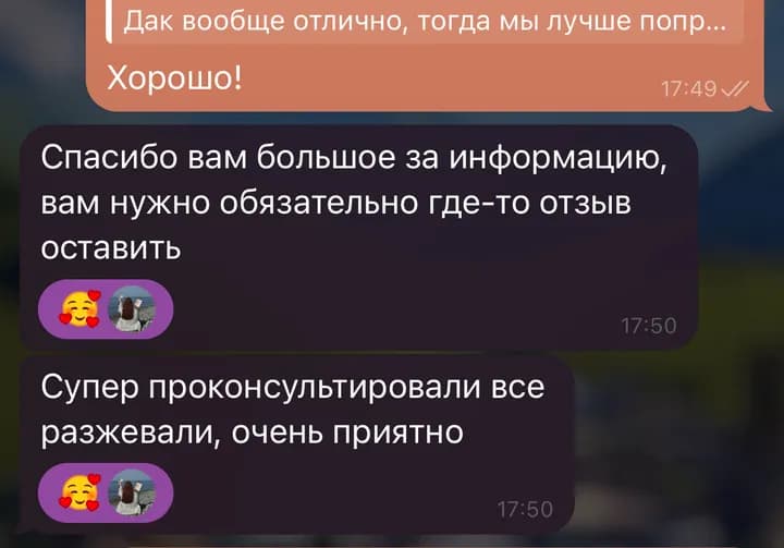 Отзыв в Telegram: подробно проконсультировали